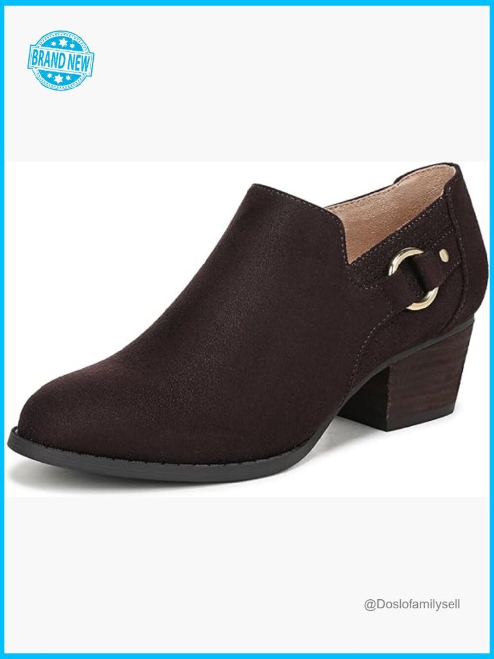 Women's Ankle Booties with Side Zipper and Block Heel